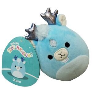Squishmallows Xam The Kirin 3.5" Plush Clip Stuffed Animal Toy Blue NWT